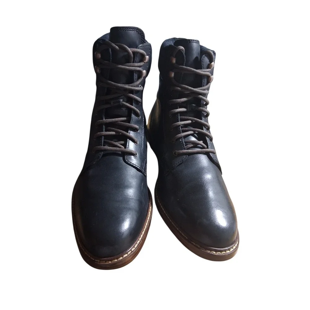 Cole Haan Mens size 8½ Black‎ Leather Classic Casual Office Dress Lace Up Boots